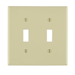 Leviton® 80709-I Standard Size Traditional Wall Plate, 2 Gangs, 4.56 in W x 4.5 in H, Thermoplastic, Ivory