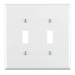 Leviton® 80709-W Standard Size Traditional Wall Plate, 2 Gangs, 4.56 in W x 4.5 in H, Thermoplastic, White