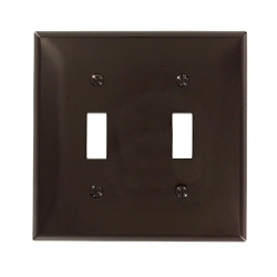 Leviton® 80709 Standard Size Traditional Wall Plate, 2 Gangs, 4.56 in W x 4.5 in H, Thermoplastic, Brown