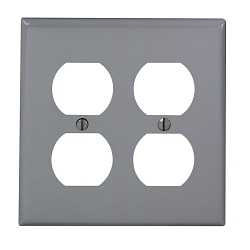 Leviton® 80716-GY Standard Size Traditional Wall Plate, 2 Gangs, 4.562 in W x 4.5 in H, Thermoplastic, Gray