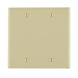 Leviton® 80725-I Standard Size Blank Wall Plate, 2 Gangs, 4.56 in W x 4.5 in H, Thermoplastic Nylon, Ivory
