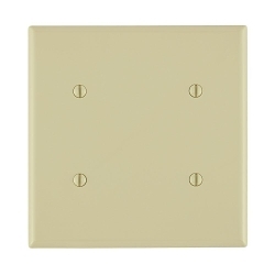 Leviton® 80734-I Standard Size Blank Wall Plate, 2 Gangs, 4.56 in W x 4.5 in H, Thermoplastic Nylon, Ivory