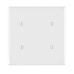 Leviton® 80734-W Standard Size Blank Wall Plate, 2 Gangs, 4.56 in W x 4.5 in H, Thermoplastic Nylon, White