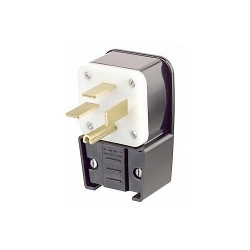 Leviton® 8452-P 3-Phase Angled Cable Mount Grounding Straight Blade Plug, 250 V AC, 50 A, 3 Poles, 4 Wires, Black