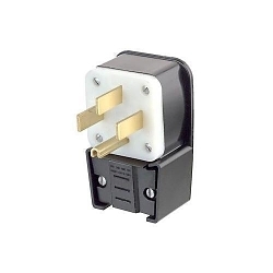 Leviton® 9452-P Angled Cable Mount Grounding Straight Blade Plug, 125/250 VAC, 50 A, 3 Poles, 4 Wires, Black
