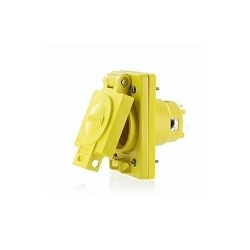 Leviton® Wetguard® 99W76-S 3-Phase Grounding Locking Single Outlet, 480 VAC, 30 A, 3 Poles, 4 Wires, Yellow