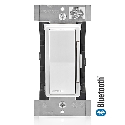 Leviton® Decora® DDMX1-BLZ 3-Way Magnetic Low Voltage Universal Digital Dimmer Switch With Bluetooth® Technology, LED Locator, Brightness Display, 120 V AC, 1 Poles, Soft On/Fade Off Operation, Ivory/Light Almond/White