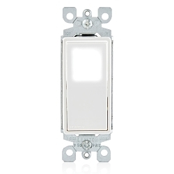 Leviton® Decora Plus™ L5611-2W LED Illuminated AC Quiet Switch, 120/277 V AC, 15 A, 1/2 hp at 120 V, 2 hp at 240 to 277 V Power Rating