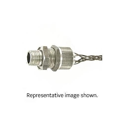 Leviton® L7712 Straight Deluxe Cord Sealing Single/Double Weave Wire Mesh Strain Relief Grip, 3/4 in Trade, 3/8 to 1/2 in Cable Openings, Aluminum/Stainless Steel, Anodized