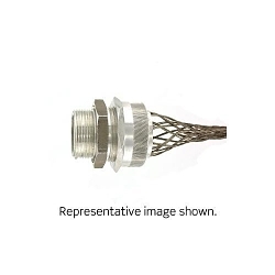 Leviton® L7733 Straight Deluxe Cord Sealing Single/Double Weave Wire Mesh Strain Relief Grip, 1-1/2 in Trade, 1-1/4 to 1-3/8 in Cable Openings, Aluminum/Stainless Steel, Anodized