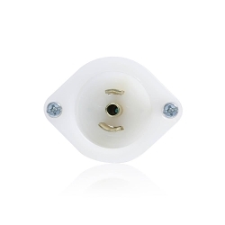 Leviton® ML2-PB Grounding Receptacle Locking Flanged Inlet, 125 V AC, 15 A, 2 Poles, 3 Wires, White
