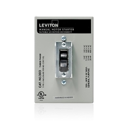 Leviton® Powerswitch® N1303-DS Type 1 Grounding Industrial Grade Manual AC Motor Starter Switch, 600 VAC, 30 A, 20 hp Power Rating, 3PST Contact