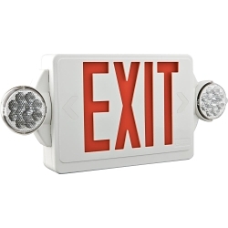 Lithonia Lighting® QUANTUM® LHQM LED R HO M6 Stencil Face Emergency Exit Unit Combo, LED Lamp, 4.3 W Fixture, 120/277 VAC, White Housing, EXIT Legend