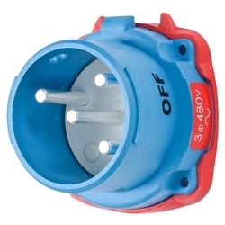 MELTRIC DECONTACTOR™ 33-18043 DS20 Switch Rated Male Inlet With Ground, 255/277/440/480 VAC, 20 A, 3 Poles, 4 Wires, Blue
