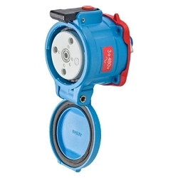 MELTRIC DECONTACTOR™ 33-34043 DS30 Switch Rated Female Receptacle With Ground, 255/277/440/480 V AC, 30 A, 3 Poles, 4 Wires, Blue