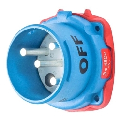 MELTRIC DECONTACTOR™ 33-68043 DS60 Switch Rated Male Inlet With Ground, 255/277/440/480 VAC, 60 A, 3 Poles, 4 Wires, Blue