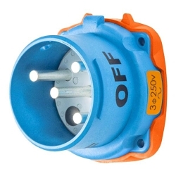 MELTRIC DECONTACTOR™ 33-68073 DS60 Switch Rated Male Inlet With Ground, 110/125/220/250 V AC, 60 A, 3 Poles, 4 Wires, Blue