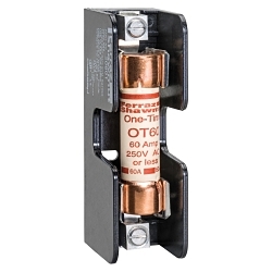 Mersen 20601 Open Style Fuse Block, 250 VAC/VDC, 60 A, Class H, 14 to 2 AWG Wire, 1 Pole
