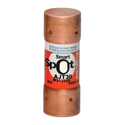 Mersen AMP-TRAP® 2000 SmartSpot® AJT30 Current Limiting Low Voltage North American Time Delay Power Fuse, 30 A, 600 VAC, 200 kA Interrupt, J Class, Cylindrical Body