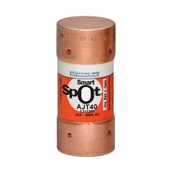Mersen AMP-TRAP® 2000 SmartSpot® AJT40 Current Limiting Low Voltage North American Time Delay Power Fuse, 40 A, 600 VAC, 200 kA Interrupt, J Class, Cylindrical Body