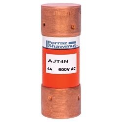 Mersen AJT4N AJT Time Delay Fuse, 4 A, 600 V AC/500 V DC, 100 kA at 500 VDC, 200 kA at 600 VAC Interrupt, Class: J