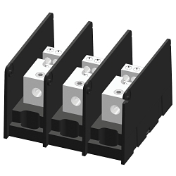 Mersen MPDB67523 Intermediate Open Style Power Distribution Block, 600 V AC, 360 A, 3 Poles, 6 to 4/0 AWG Wire, Polycarbonate