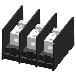Mersen MPDB67663 Intermediate Open Style Power Distribution Block, 600 V AC, 310 A, 3 Poles, 6 AWG to 350 kcmil Wire, Polycarbonate
