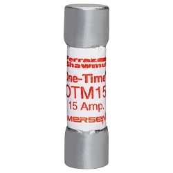 Mersen OTM15 Low Voltage Fast Acting Fuse, 15 A, 250 V AC, 10 kA, Class Midget, Cylindrical Body