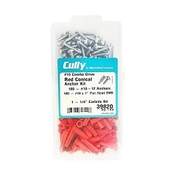 Cully™ 39820 Conical Light Duty Wall Anchor Kit, 201 Pieces, Plastic/Steel, Zinc Plated