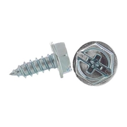 Minerallac® 77016J Combination Self-Tapping Sheet Metal Screw, #10-16, 1 in OAL, Hex Washer Head, Phillips®/Slotted Drive, Steel, Zinc Plated, Sharp Point