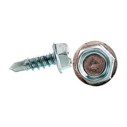Minerallac® 79012J Self-Drilling Tek Screw, #10-16, 3/4 in OAL, Hex Washer Head, Steel, Zinc Plated, Drill Point