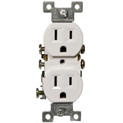 MORRIS 82121 Standard Duplex Receptacle, 125 V AC, 15 A, 2 Poles, 3 Wires, White