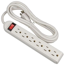 MORRIS 89032 Type SJT Outlet Surge Strip, 125 VAC, 15 A, 6 Outlets, 6 ft L Cord, Universal Mount