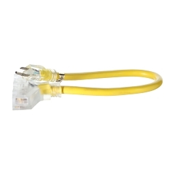 MORRIS 89312 Female Heavy Duty Tri-Tap Extension Cord With (3) Prong Plug, Lighted Block Style Receptacles, 15 A, 125 V AC, 2 ft L Cord, 3 Conductors