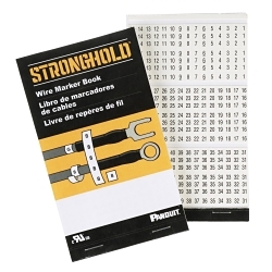 Panduit® Pan-Code™ PCMB-2 Pre-Printed Wire Marker Book, 1.38 in L x 0.22 in W, Black/White, Vinyl Cloth