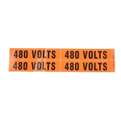 Panduit® PCV-480BY Style B Voltage Marker, 4.5 in W x 1.13 in L, 480 VOLTS Legend, Black Legend, Orange Background, Vinyl