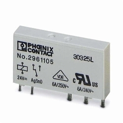 Phoenix Contact 2961105 Plug-In Single Contact Miniature Power Relay, 24 V DC, 6 A