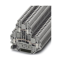 Phoenix Contact 3044636 2-Level 2-Circuit 4-Wire Double Tier Terminal Block, 500 VAC, 28 A, 26 to 12 AWG Wire, 4 Poles, DIN Rail Mount