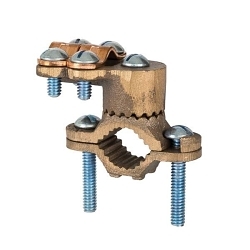 NSI G-3 Heavy Duty Ground Clamp With Armored Adapter, 8 to 4/0 AWG Conductor, Silicon Bronze