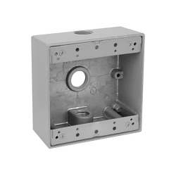 Red Dot® 2IH3-1 Universal Weatherproof Box, Die Cast Aluminum, 31.8 cu-in Capacity, 2 Gangs, 3 Outlets, 4-9/16 in L x 4-5/8 in W x 2-1/16 in D