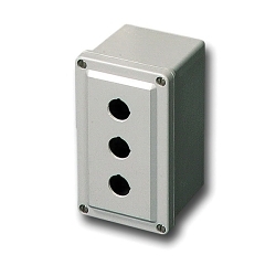 Robroy CF3PB22 Pushbutton Enclosure, 6 in L x 4 in W x 4 in D, 3 Outlets, NEMA 1/3/3R/4X/6P/12 NEMA Rating, Fiberglass Reinforced Polyester