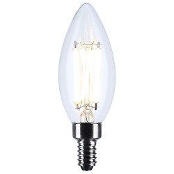 SATCO® S11345 Candle Decorative Light, 8 W, 75 W Incandescent Equivalent, E12 Lamp, C11 Shape, 760 Lumens
