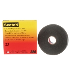 Scotch® 7000007286 23 Self-Sticking Tape, 10 yd L 0.75 in W, 30 mil THK, Ethylene Propylene Rubber Backing, Black