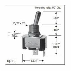 SELECTA® SS202P-BG Heavy Duty Toggle Switch, 125/250 VAC, 20/10 A, 1 hp, SPST