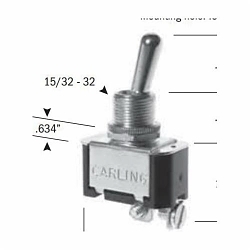 SELECTA® SS206A-BG Heavy Duty Toggle Switch, 125/250 VAC, 15/10 A, 3/4 hp, SPST