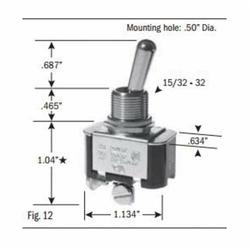 SELECTA® SS207-7A-BG Heavy Duty Toggle Switch, 125/250 VAC, 20/10 A, DPST
