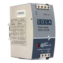SolaHD SDN5-24-100P SDN-P Compact Power Supply, 115/230 VAC Input, 24 VDC Output, 120 W Power Rating, 1.3/0.7 A, DIN Rail Mount