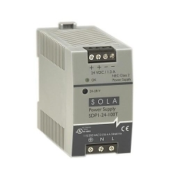 SolaHD SDP™ SDP1-24-100T Low Power DC Power Supply, 85 to 264 VAC/90 to 375 VDC Input, 24 to 28 VDC Output, 30 W Power Rating, 2.1 A, DIN Rail Mount