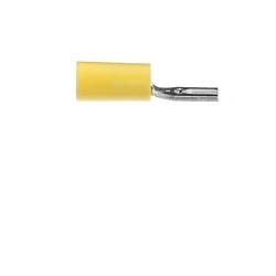 Sta-Kon® 10RC-8F RC Series Insulated Fork Terminal, 12 to 10 AWG Conductor, 1.09 in L, Brazed Seam/Serrated Barrel, Copper, Yellow