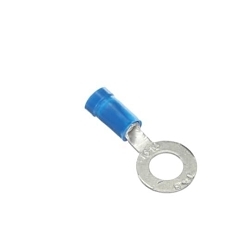 Sta-Kon® 14RB-14 RB Series Insulated Ring Terminal, 18 to 14 AWG Conductor, 1.14 in L, Brazed Seam Barrel, Copper, Blue
